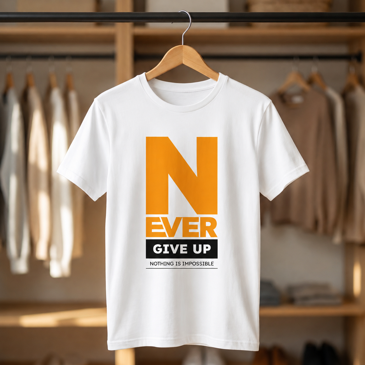 Never Give Up Motivational T-Shirt