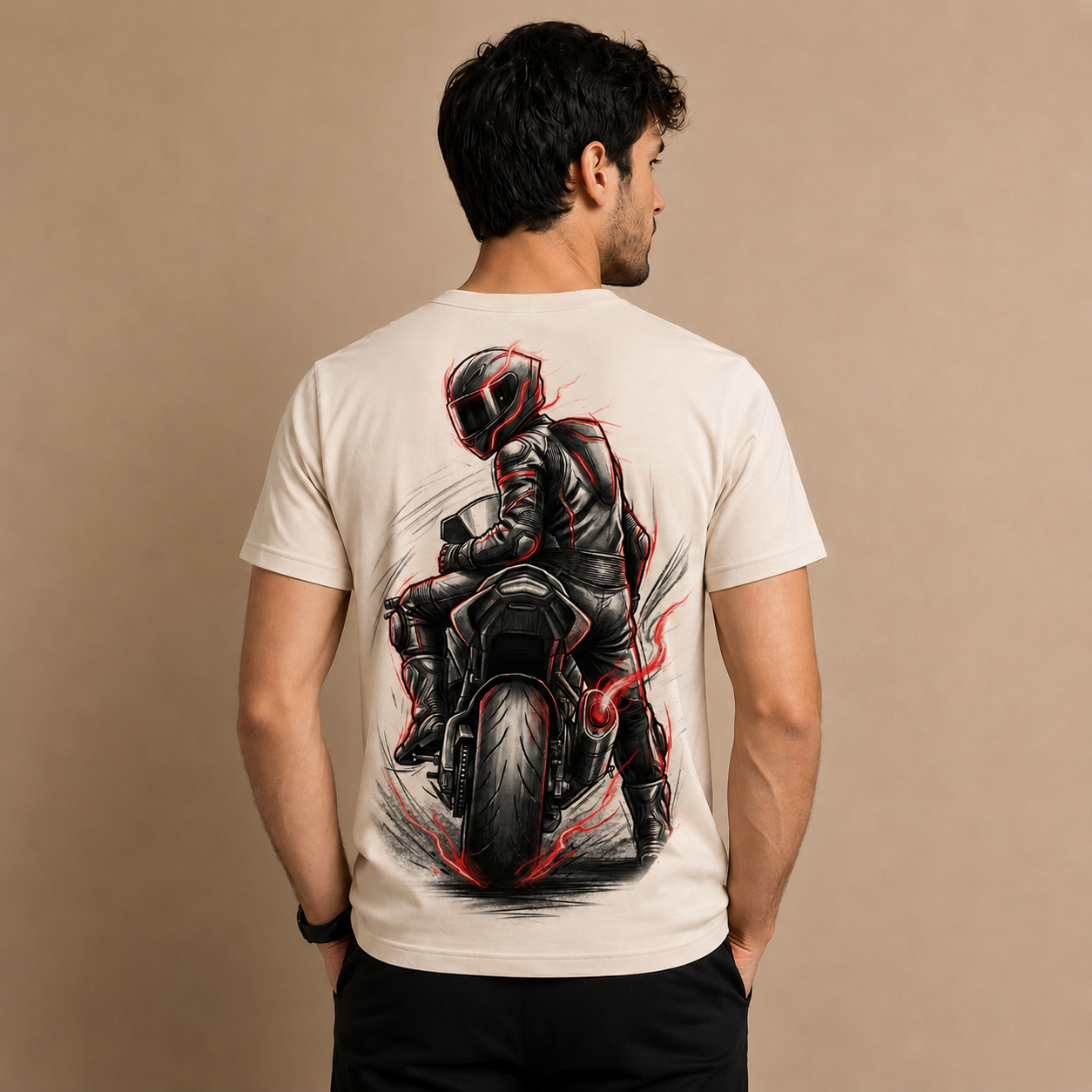 Motorcycle Rider Graphic Print T-Shirt
