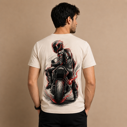 Motorcycle Rider Graphic Print T-Shirt
