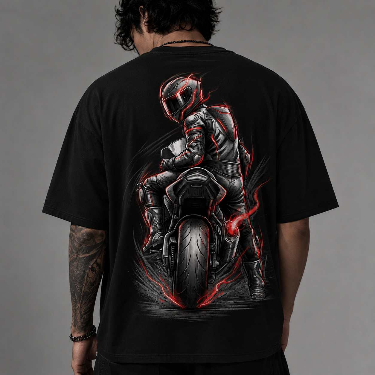 Motorcycle Rider Graphic Print T-Shirt