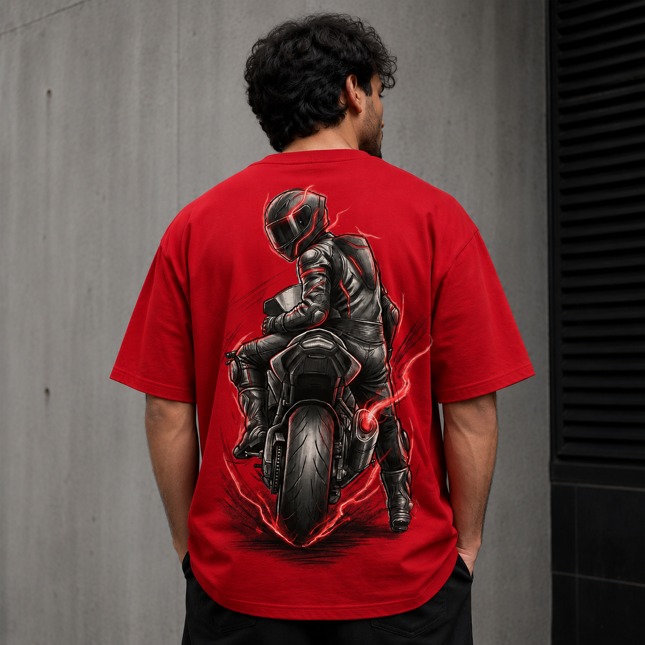 Motorcycle Rider Graphic Print T-Shirt