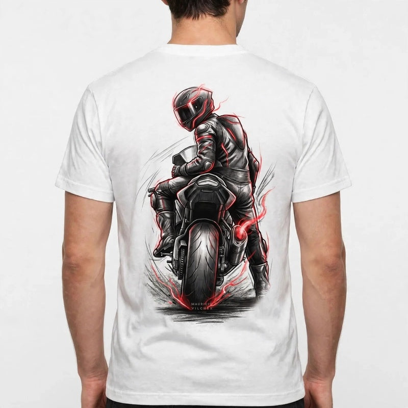 Motorcycle Rider Graphic Print T-Shirt