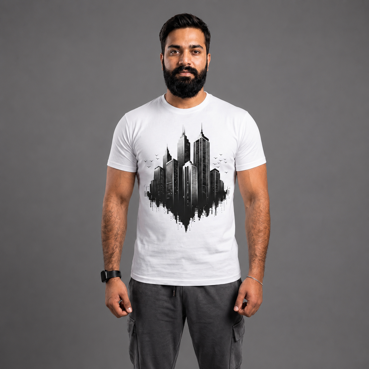Modern City Skyline Graphic T-Shirt