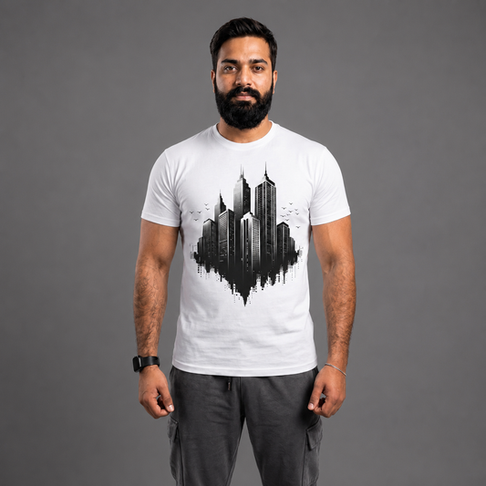 Modern City Skyline Graphic T-Shirt