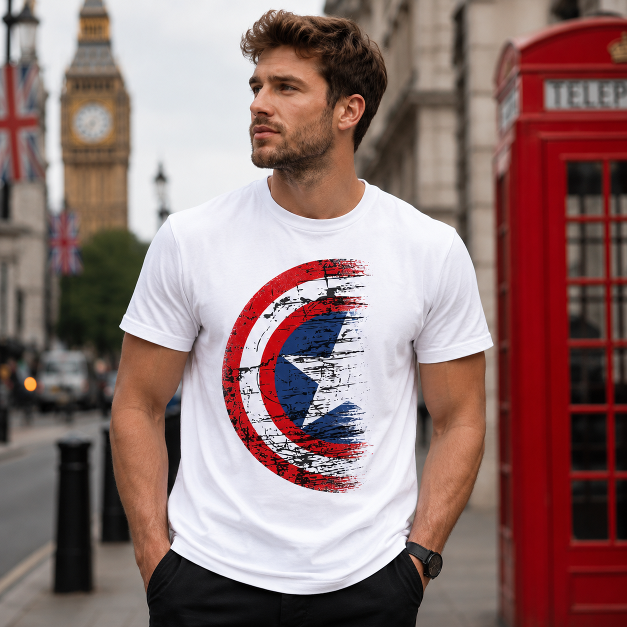 Captain Shield Distressed T-Shirt